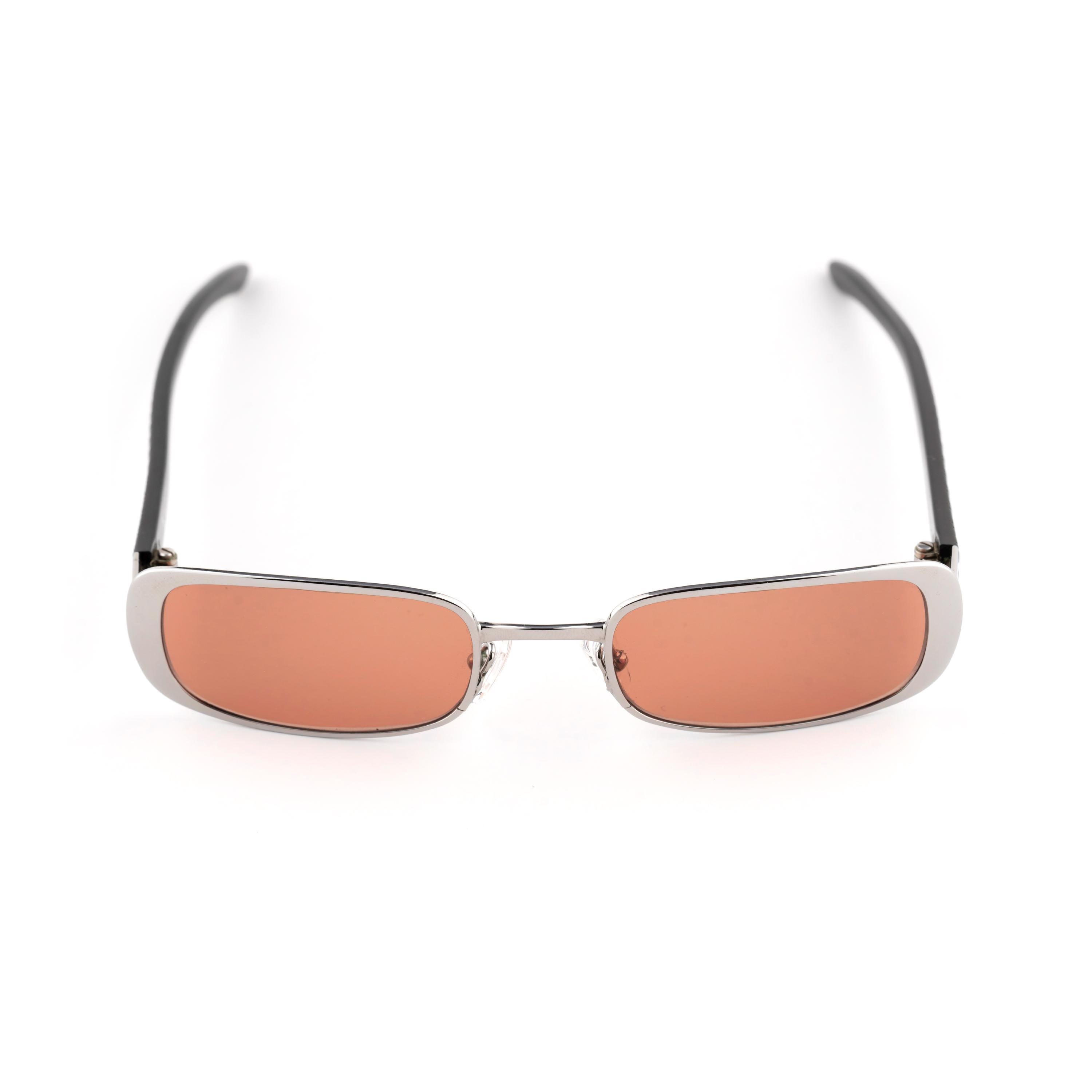 Orange Tinted Rectangle Sunglasses, Christian Dior Vintage 90s
