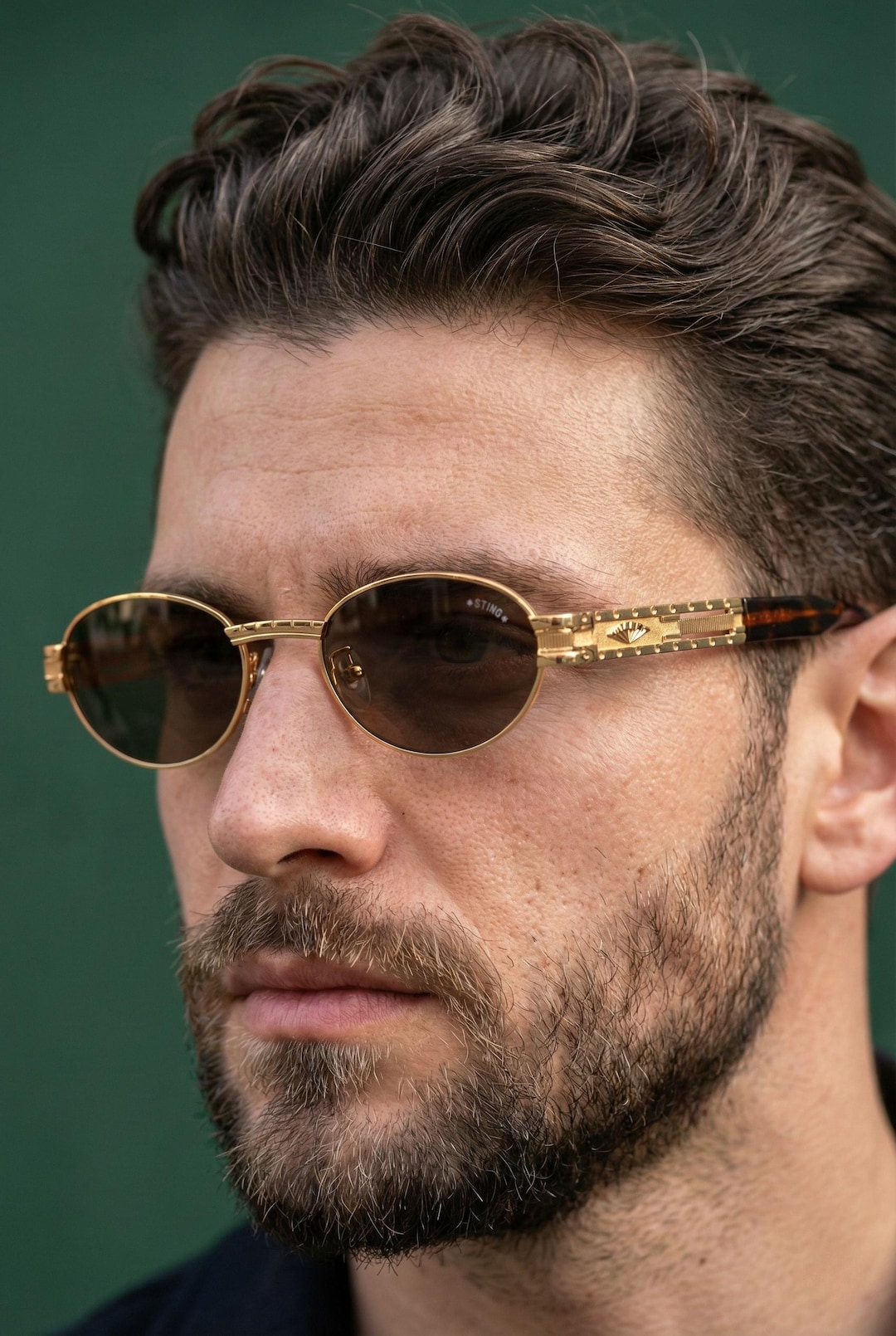Sting Vintage 90s Sunglasses | Ornate Gold Oval Metal Frame Made