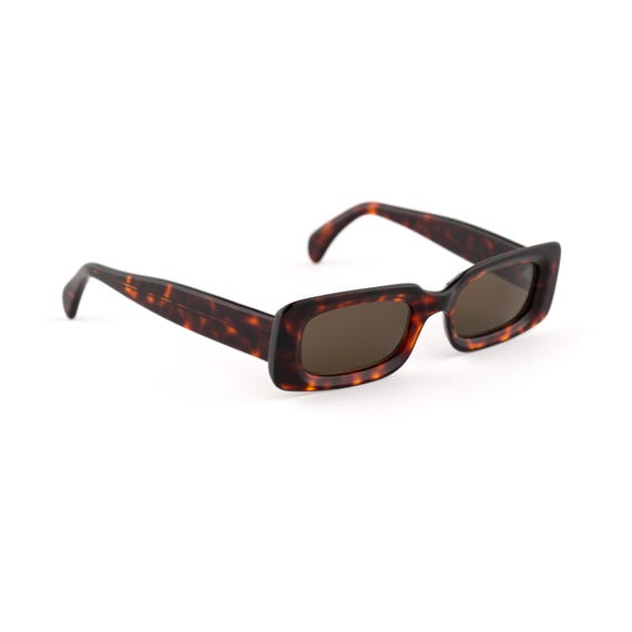 Chunky Tortoise Rectangle Sunglasses, 90s Y2K Vintage Italy  display picture 1