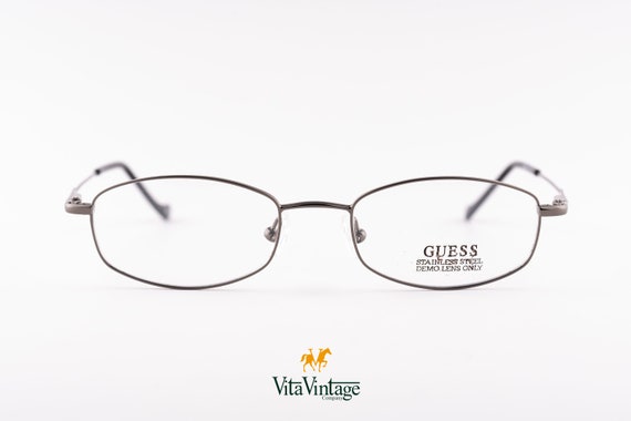 Vintage Guess eyeglasses, 90s rectangle gray unis… - image 3