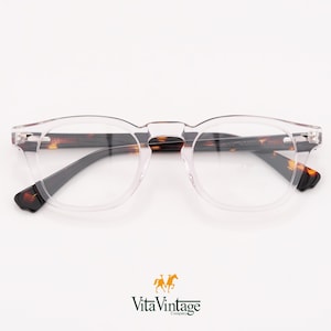 Transparent Square Eyeglasses - Handmade Vita Vintage 1039 C2 Italian Retro Frames Gift for Women and Mens - New Old Stock