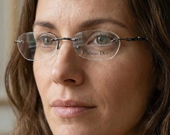 Gafas de titanio sin montura, corte pequeño, 127 mm, Christian Dior 90s Vintage, montura óptica ovalada gris, ultraligeras NOS
