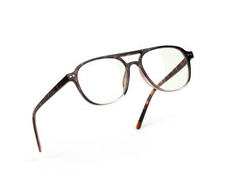 Blue Light Blocking Glasses, Tortoise Clear Aviator Frame, Vlux