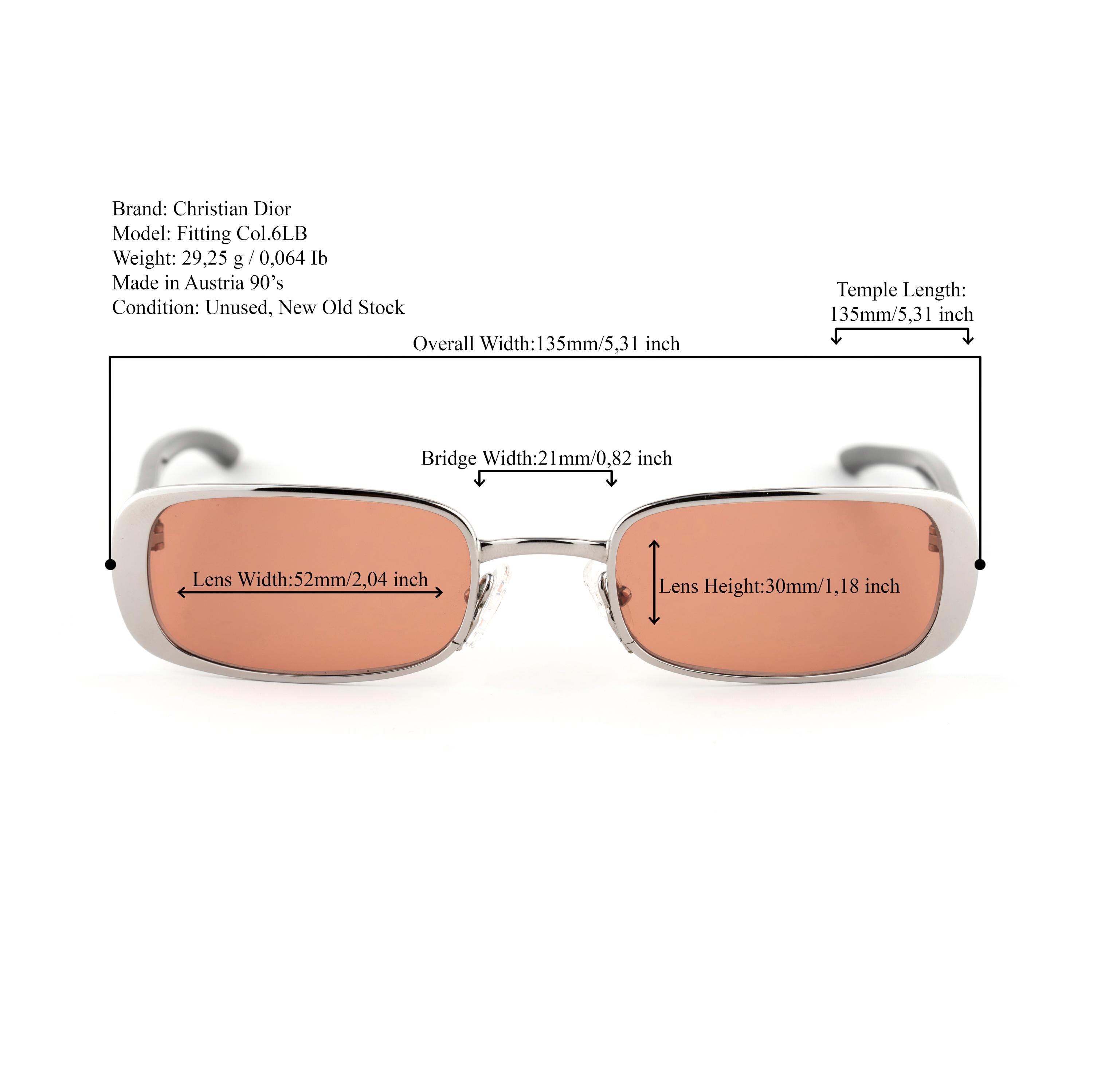 Orange Tinted Rectangle Sunglasses, Christian Dior Vintage 90s