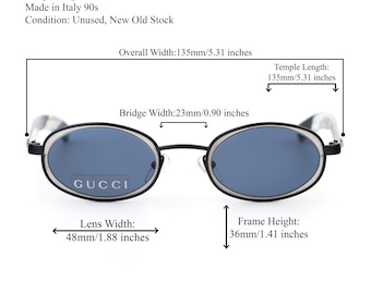 Gucci Sunglasses GG 1614, Blue Lens Oval Frame, Silver Black Horn