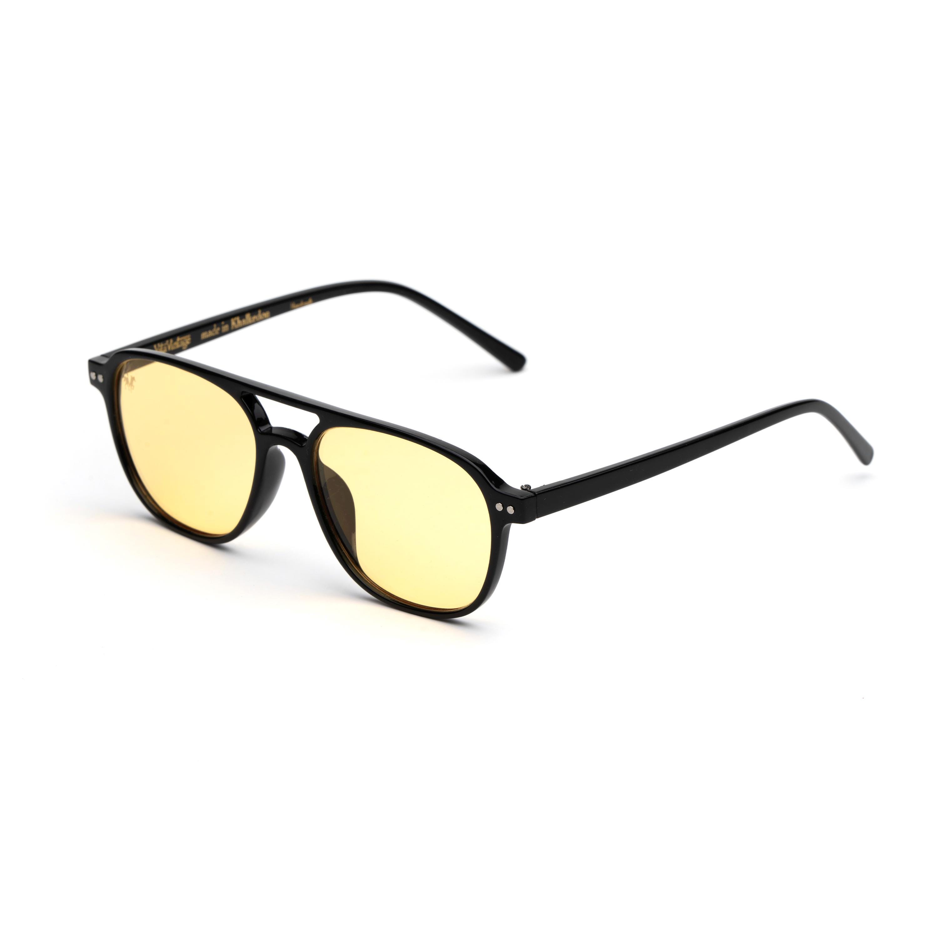 Yellow Lens Trendy Sunglasses Black Frame, Cool 90s Grunge 