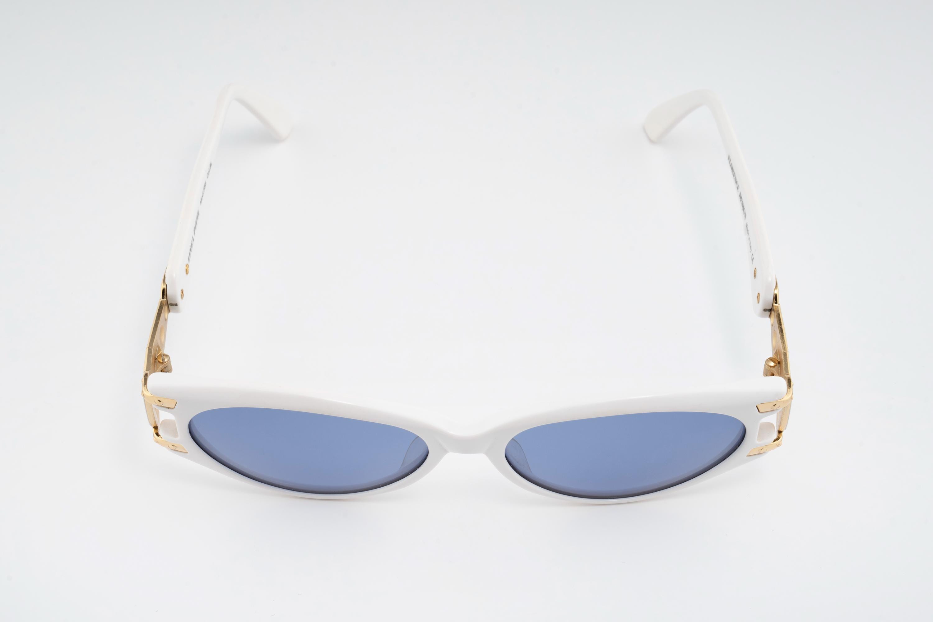 Vintage Linea Pitti Sunglasses, White Acetate Cat Eye, Blue  display picture 2