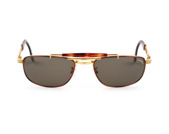 Vintage Aviator Sunglasses, 90s Double Bridge Frame, Gold