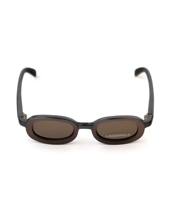 Lagerfeld 4149 Vintage Oval Sunglasses, Chunky Brown Acetate Frame
