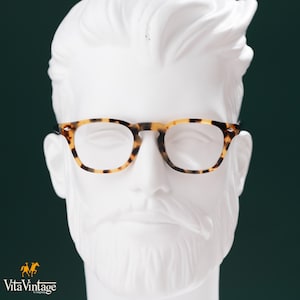 Tortoise Blond Square Eyeglasses - Handmade Vita Vintage 1039 C2 Italian Retro Frames Gift for Women and Mens - New Old Stock