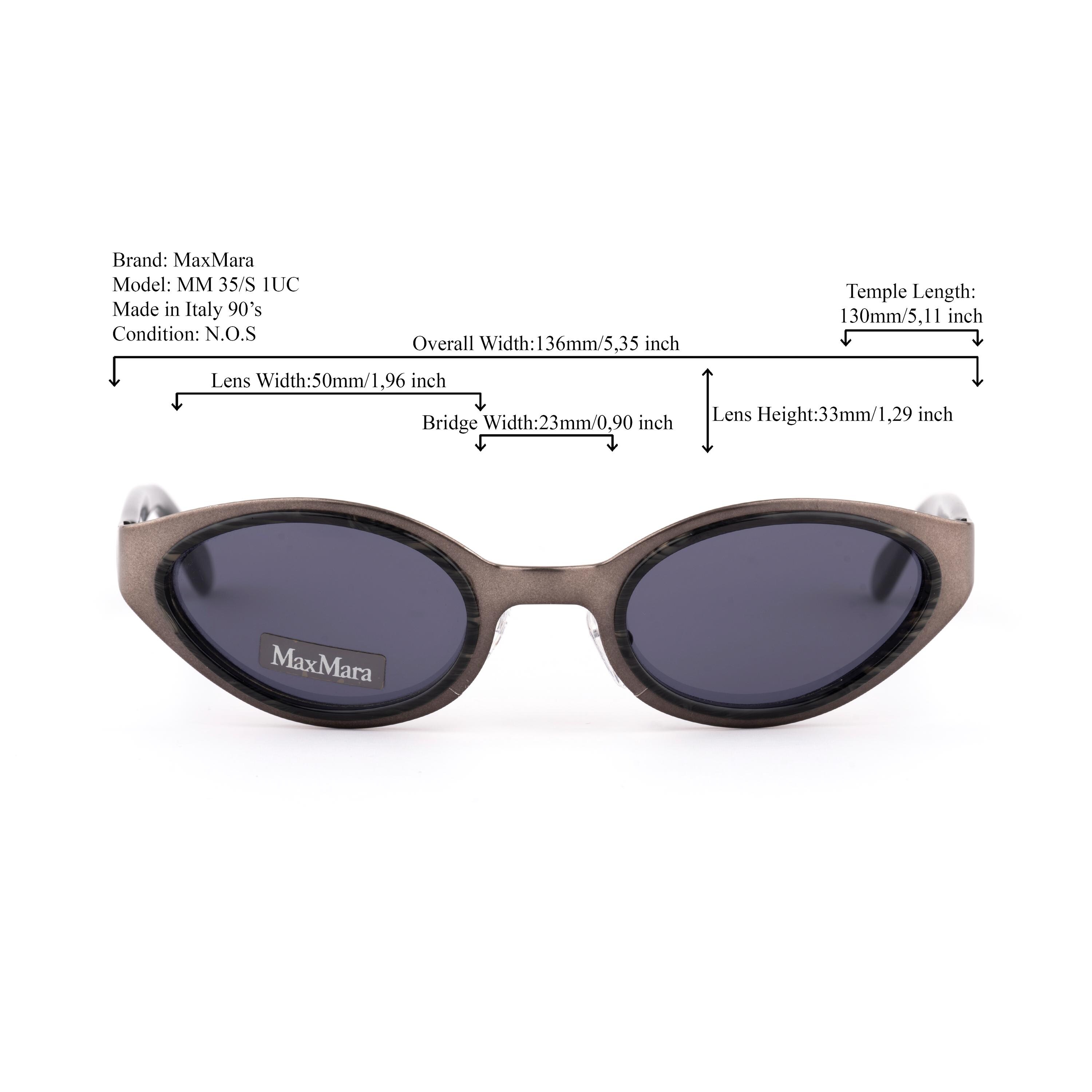 Gray Cat Eye Sunglasses, Max Mara 90s Vintage, Slim Oval  display picture 1