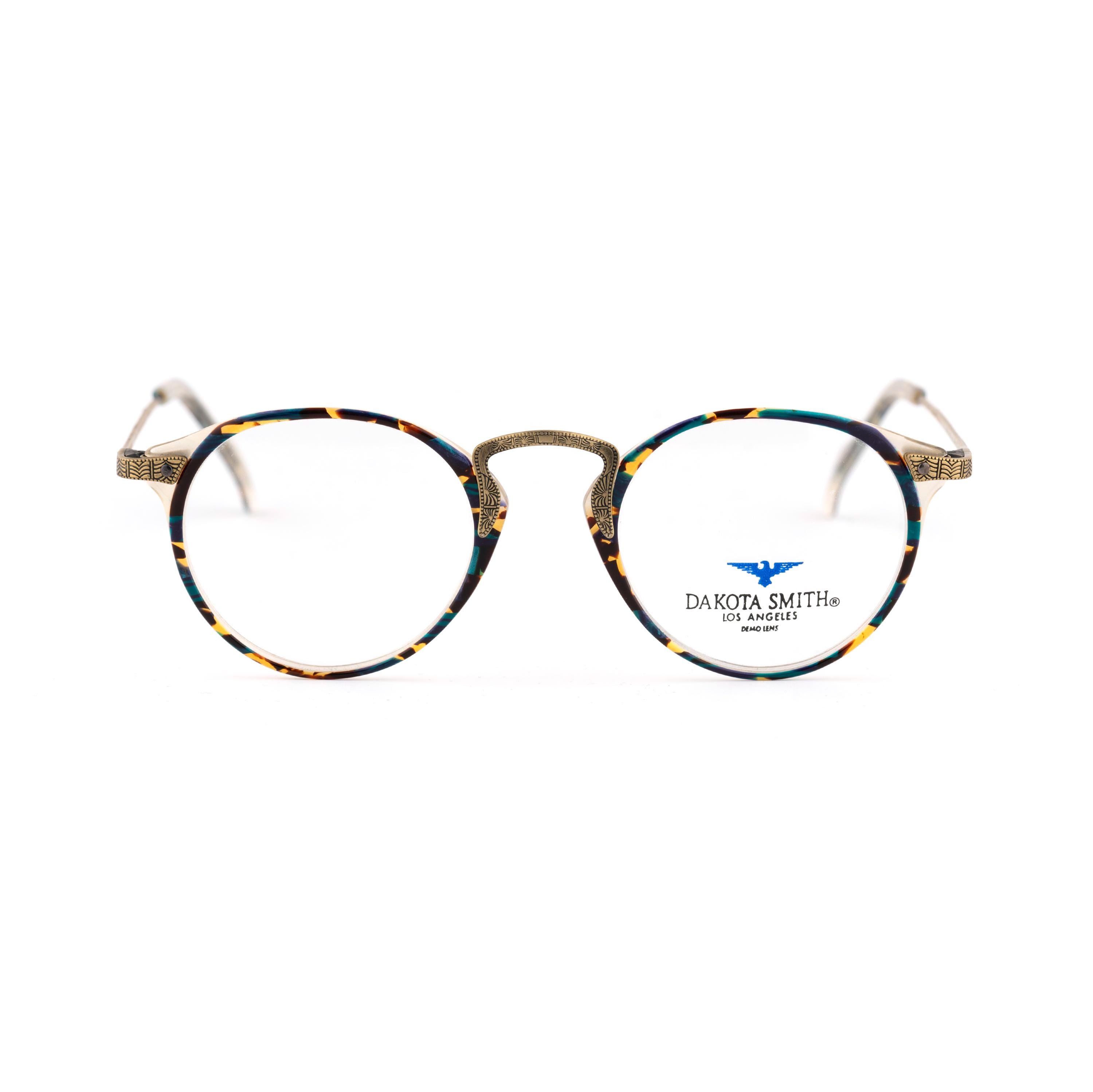 Blue Tortoise Round Glasses, Antique Gold Frame, Dakota Smith USA