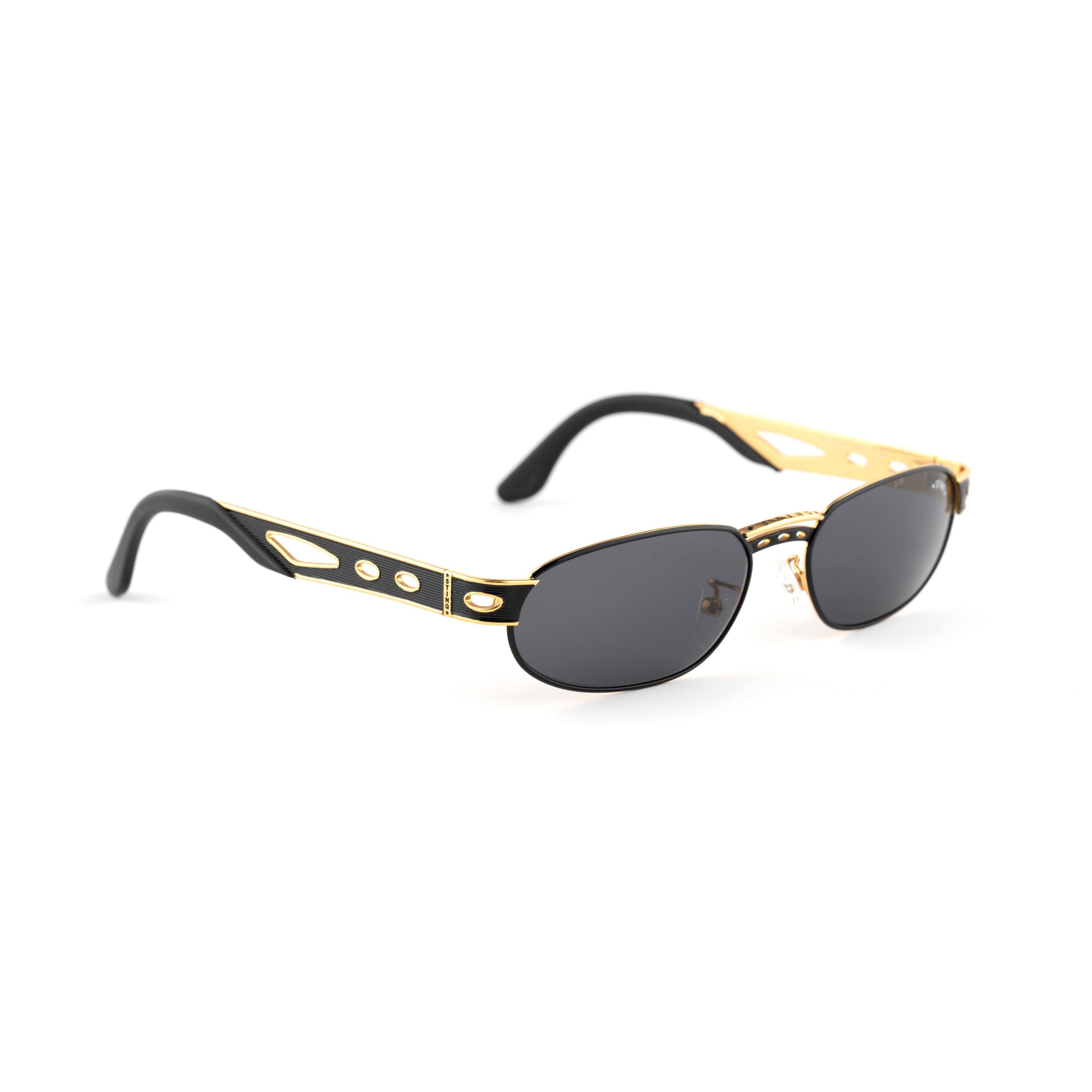 Sting Vintage 90s Sunglasses | Black Gold Matrix Cyberpunk Frame