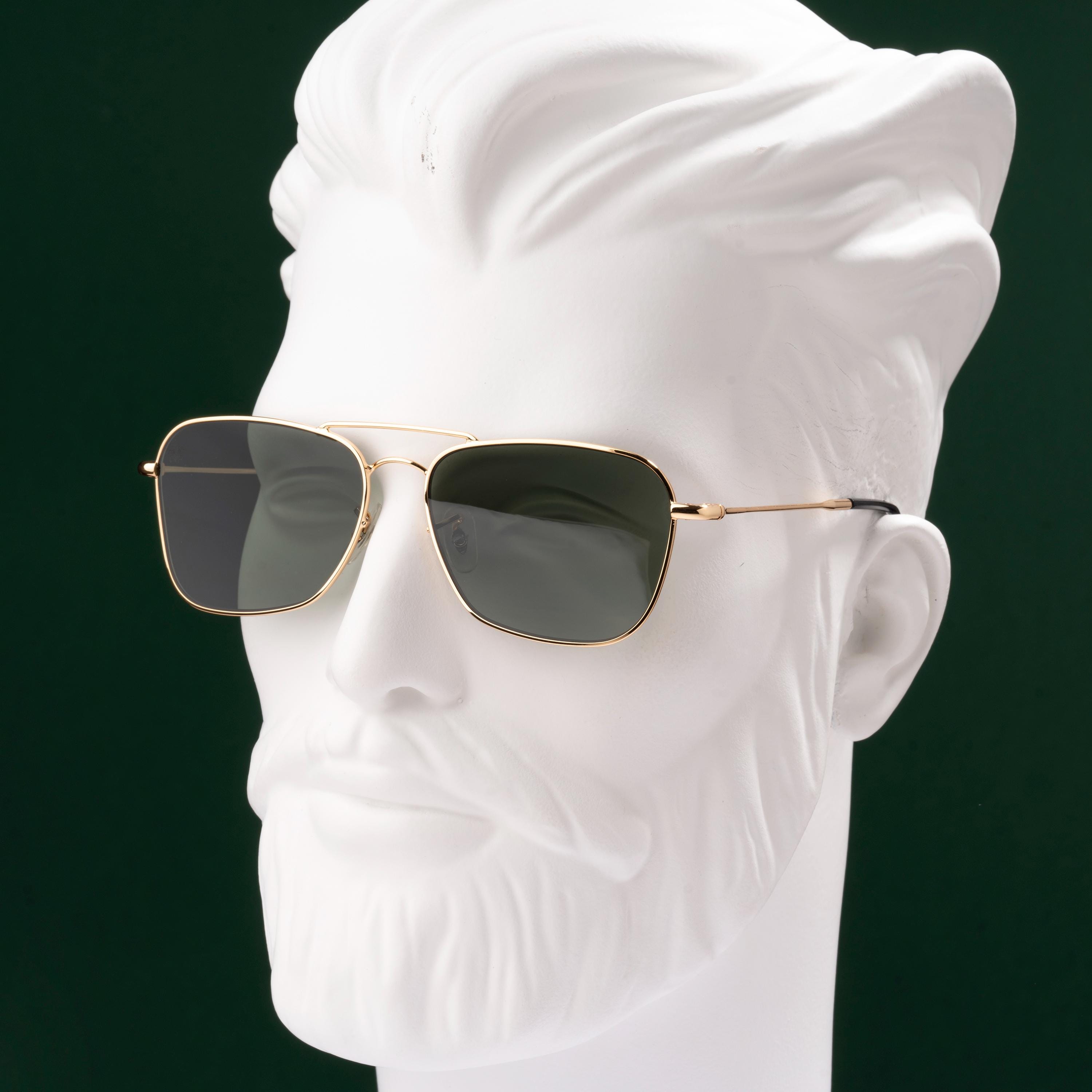 Gold Aviator Sunglasses, Vlux Club Handmade VV 1019, Concave