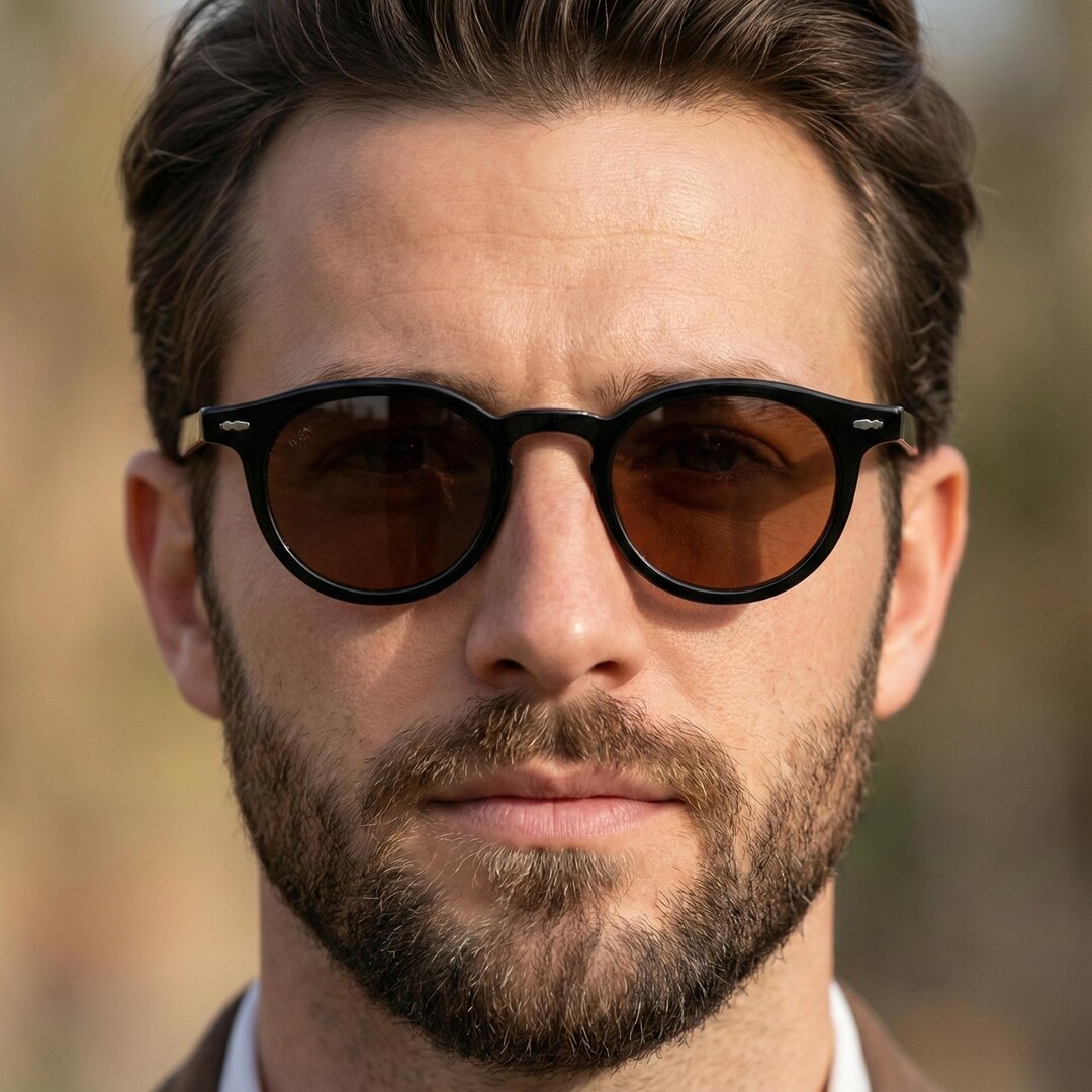 Handcrafted Black Panto Sunglasses, CHOOSE Your Lens Color  display picture 1
