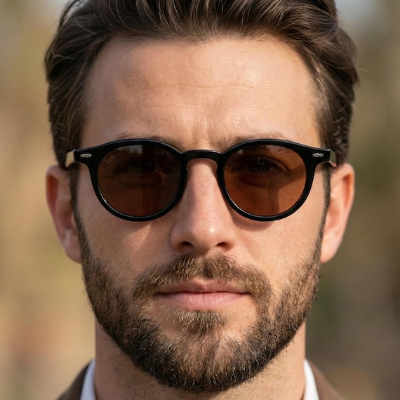 Handcrafted Black Panto Sunglasses, CHOOSE Your Lens Color  display picture 1