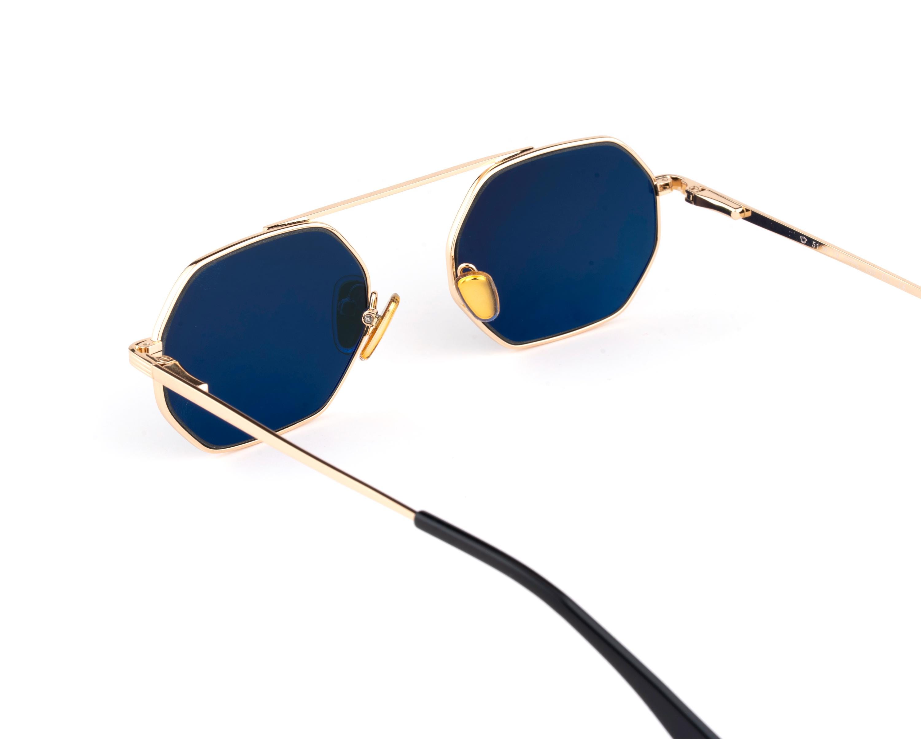 Gold Hexagon Sunglasses, Geometric Aviator Frame, Handmade 