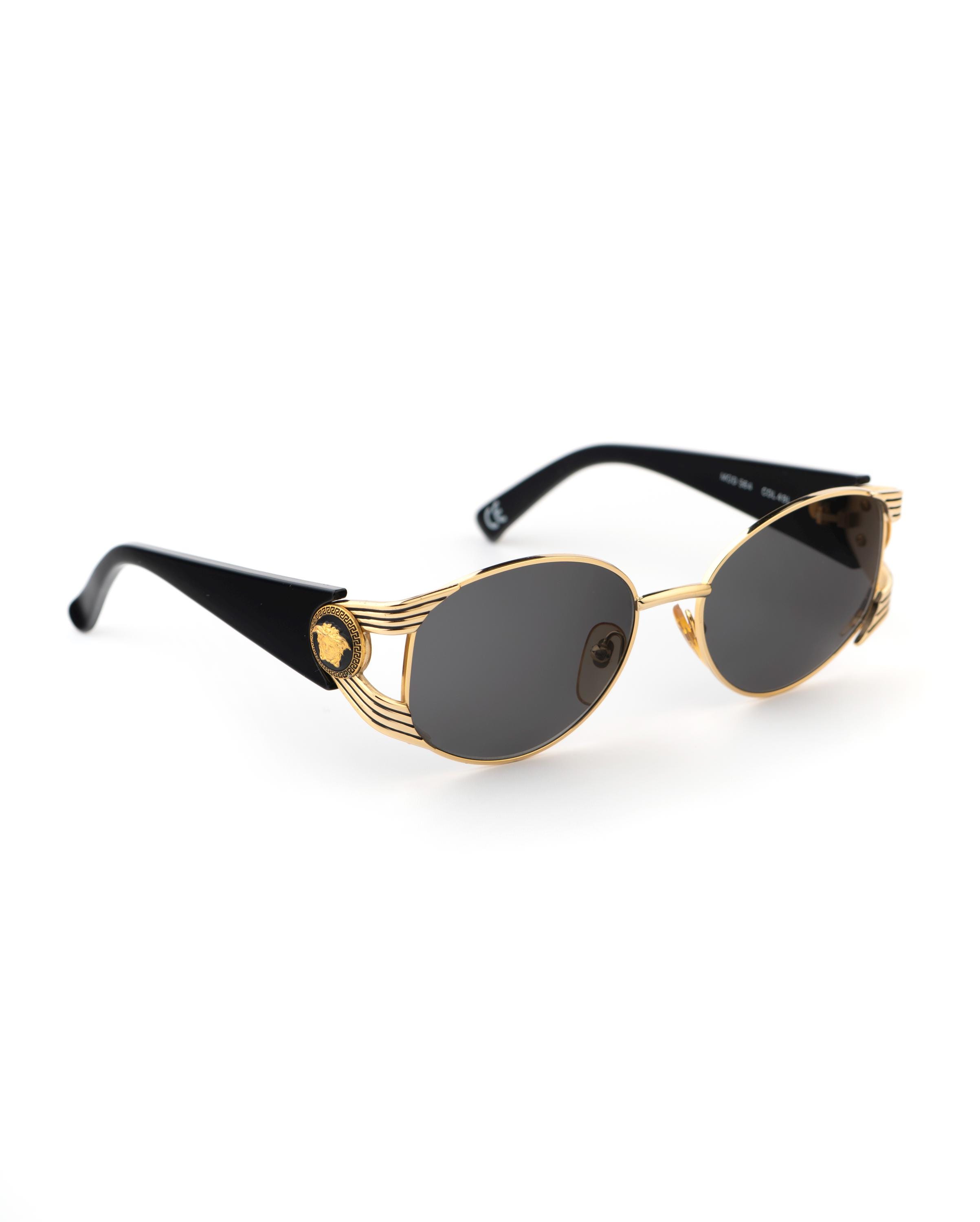 Gianni Versace S64 Iconic Sunglasses, Gold Medusa Medallion, 90s