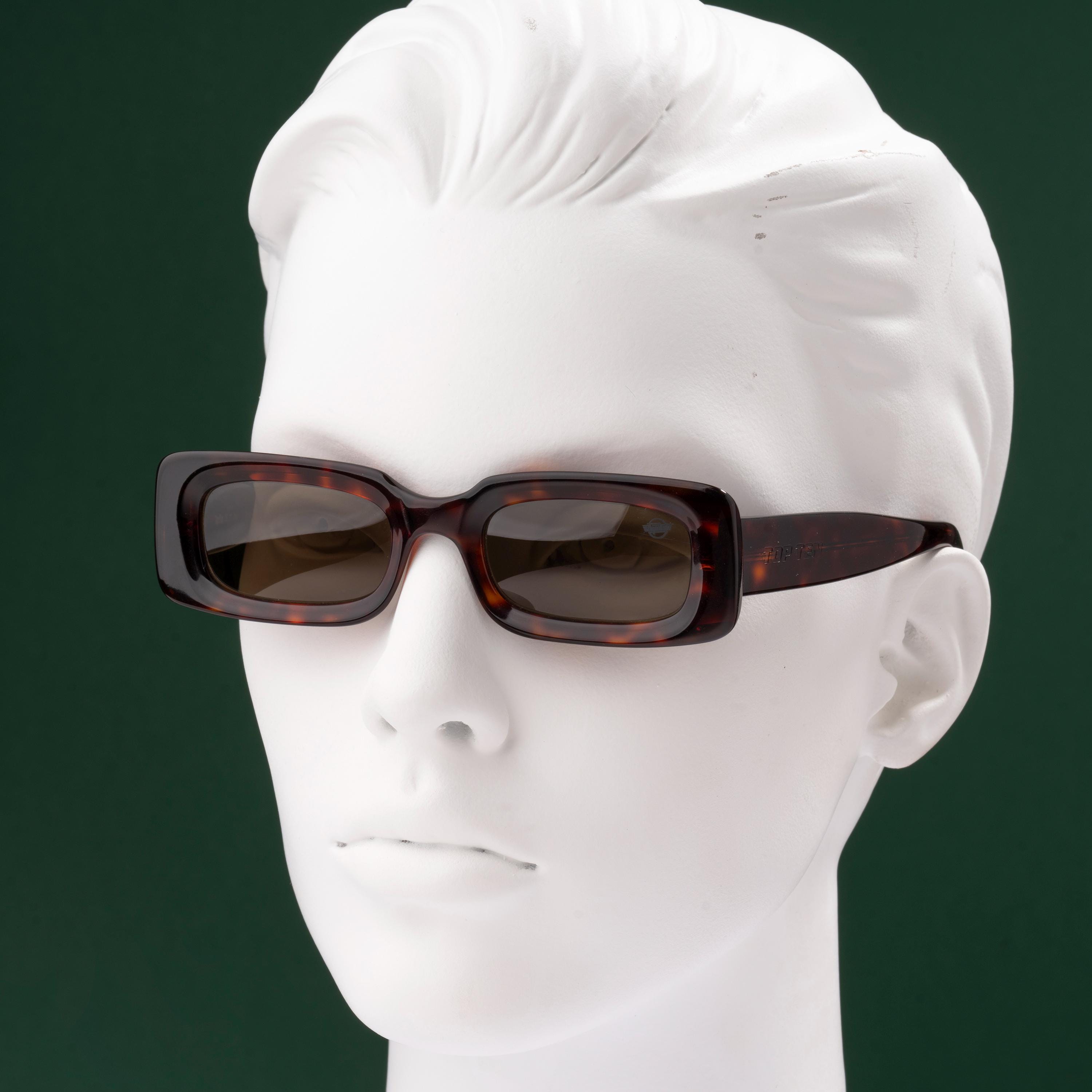 VTG Cosmopolitan Y2K Slim Rectangle Sunglasses Tortoise Gradient Lens S11781 - Rectangle Retro Slim Narrow Vintage Sunglasses  main image 3