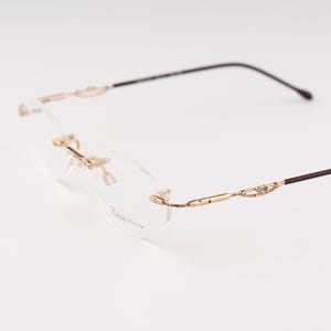 Diva Pepite 9116 Vintage 90s Gold Rimless Small Oval Eyeglasses Gift for Women - New Old Stock