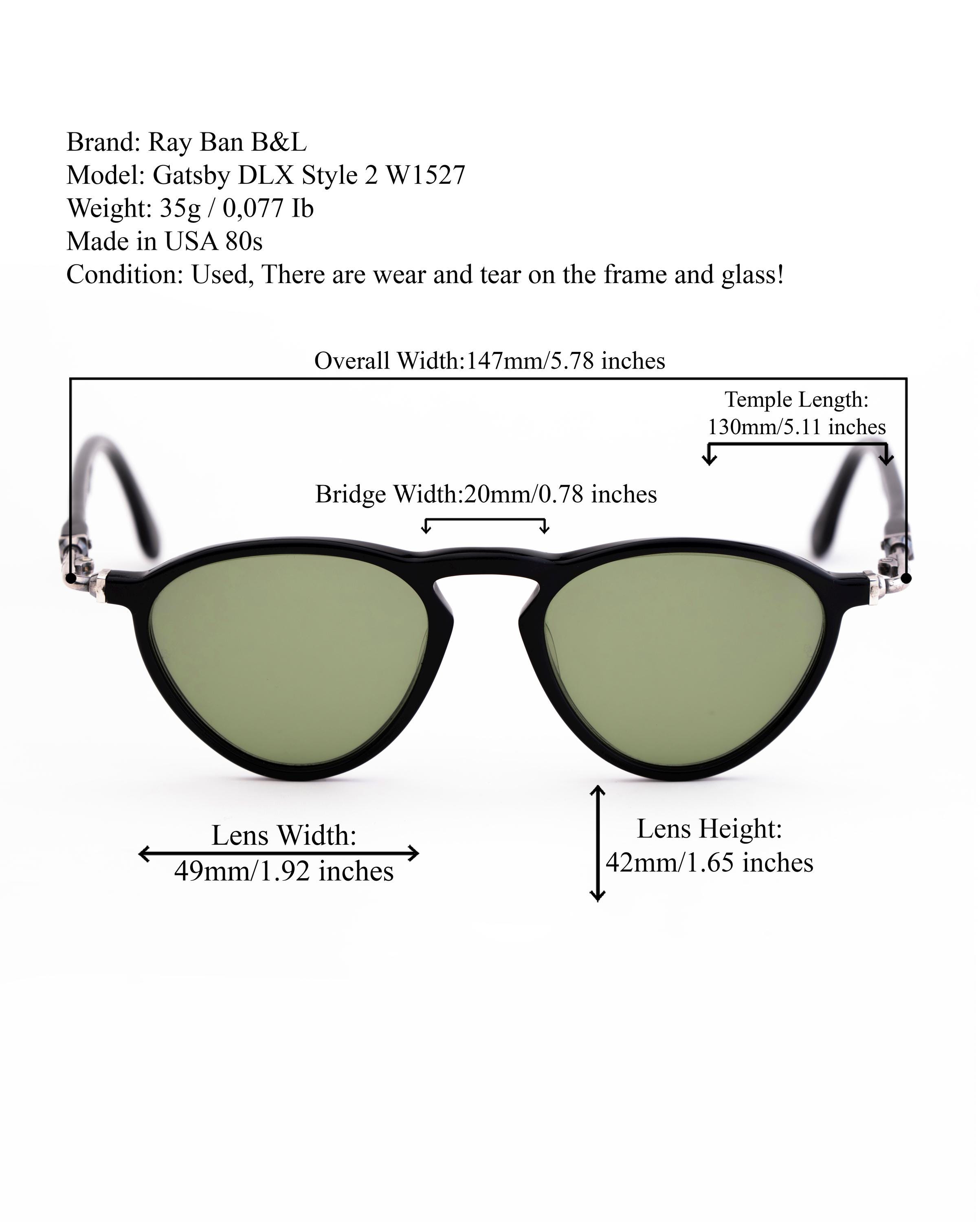 Ray-ban B&L USA Gatsby DLX Style 2 W1527 Black Sunglasses, G15 