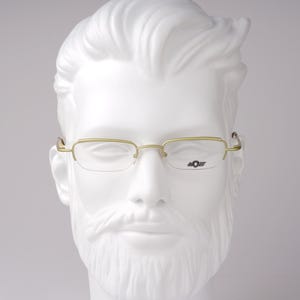 Lunettes de vue semi-sans monture Boz Boris 1 - Cadre de lecture rectangle vert vintage des années 90 pour homme - Neuf vieux stock