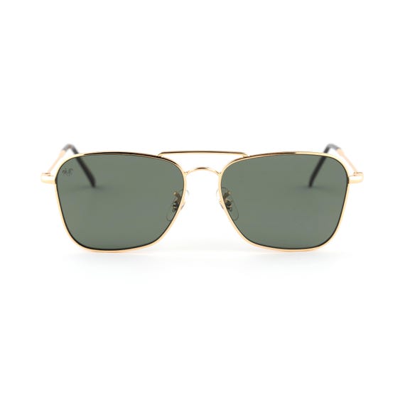 Oversized Square Aviator Sunglasses Retro Pilot Shades Gold Frame Classic UV 1970s Style Gold Rim Double Bridge Aviator Translucent Hue  main image 3