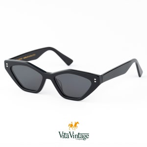 Vita Vintage 1016 Retro Frames - Black Cat Eye Sunglasses Gift for Women - Bride Sunglasses - Handmade