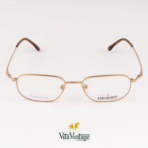 Orient 2188 Titanium Eyeglasses: 90s Vintage Matte Gold Frames