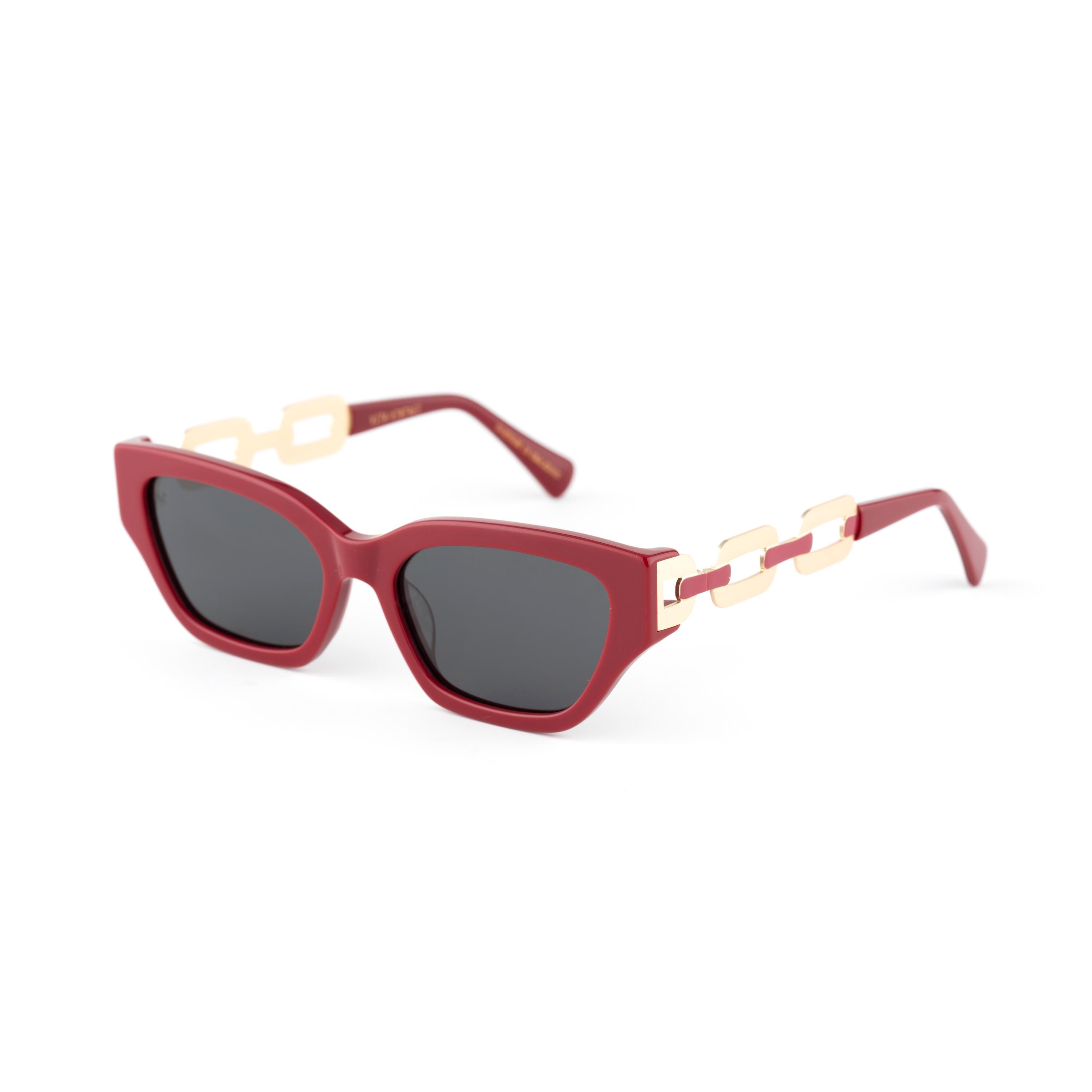 CHANEL Red Cat-Eye Sunglasses with Gold Accents CHANEL Sunglasses: Cat-Eye Sunglasses, acetate & metal  main image 3