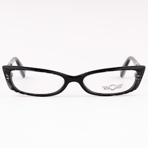 Boz Daphnee Vintage Cat Eye-bril: zwart montuur uit de jaren 90, new Old Stock