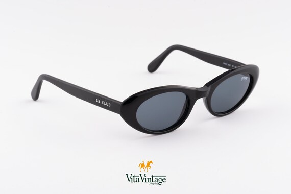Vintage 90s black cat eye woman sunglasses, Le Cl… - image 4