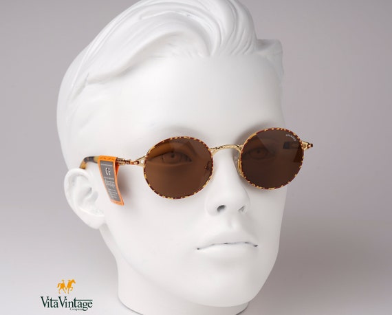 Vintage round sunglasses, Country 90s gold round … - image 2