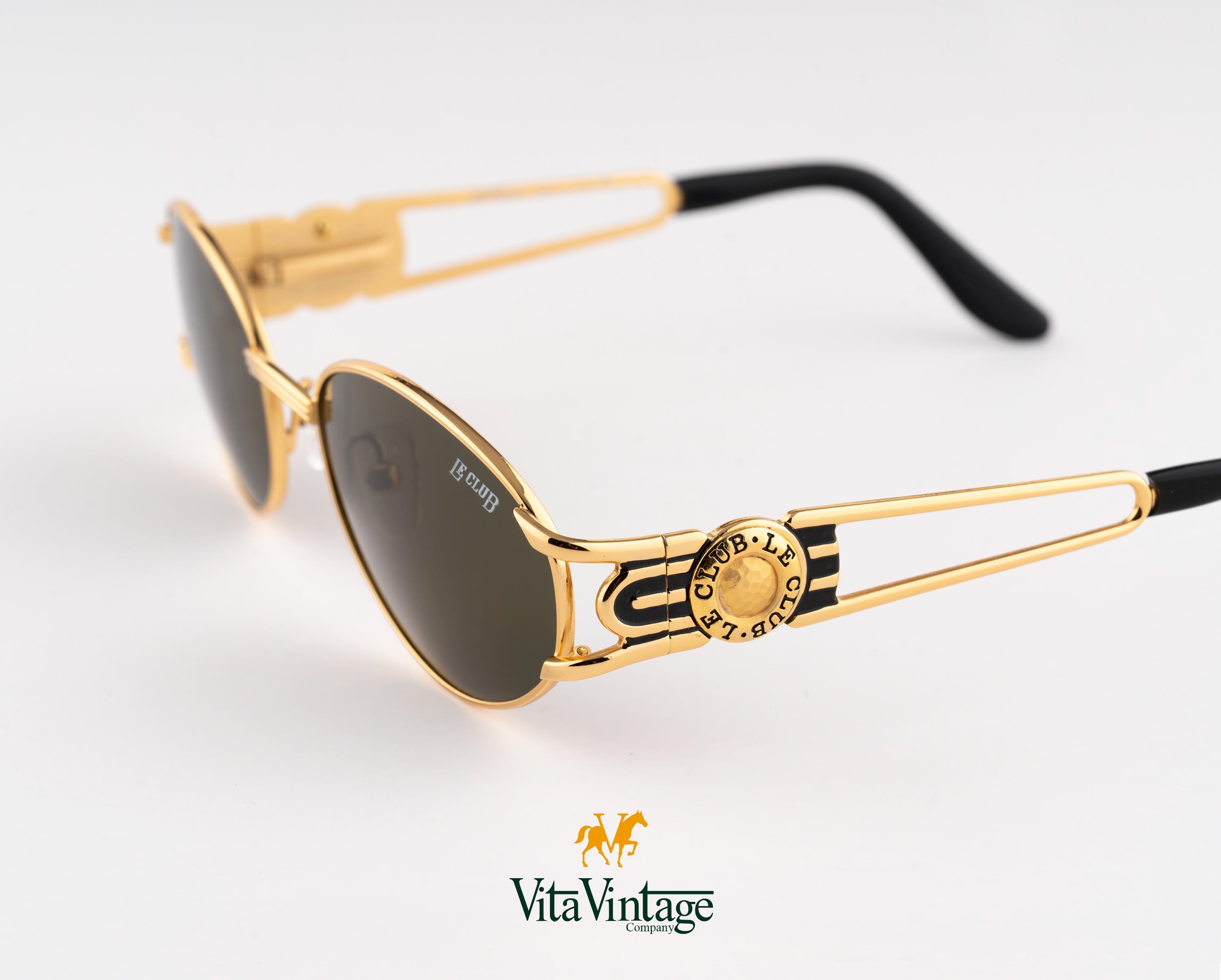Vintage Gold Oval Sunglasses V Logo Medallion Studded Metal Frames CT138 Vogart 80s vintage sunglasses - oval golden frame  main image 3