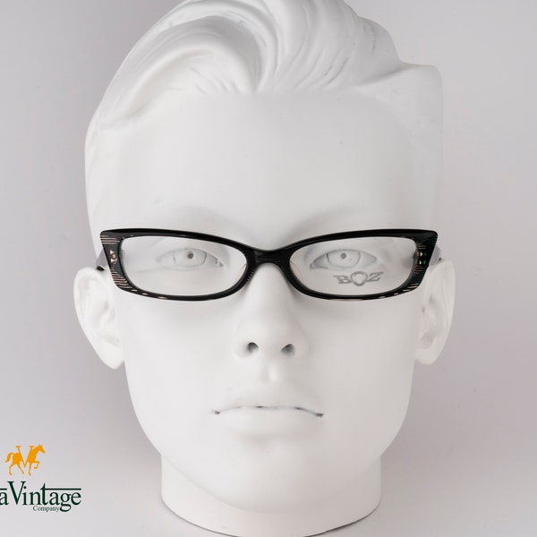 Boz Daphnee vintage eyewear, 90s black rectangle cat eye women eyeglasses, NOS