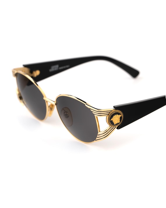Gianni Versace S64 Iconic Sunglasses, Gold Medusa Medallion, 90s