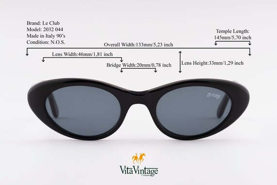 Vintage 90s black cat eye woman sunglasses, Le Cl… - image 7