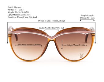 Playboy 4611 Sunglasses, Oversized Butterfly Frame, Vintage 90s