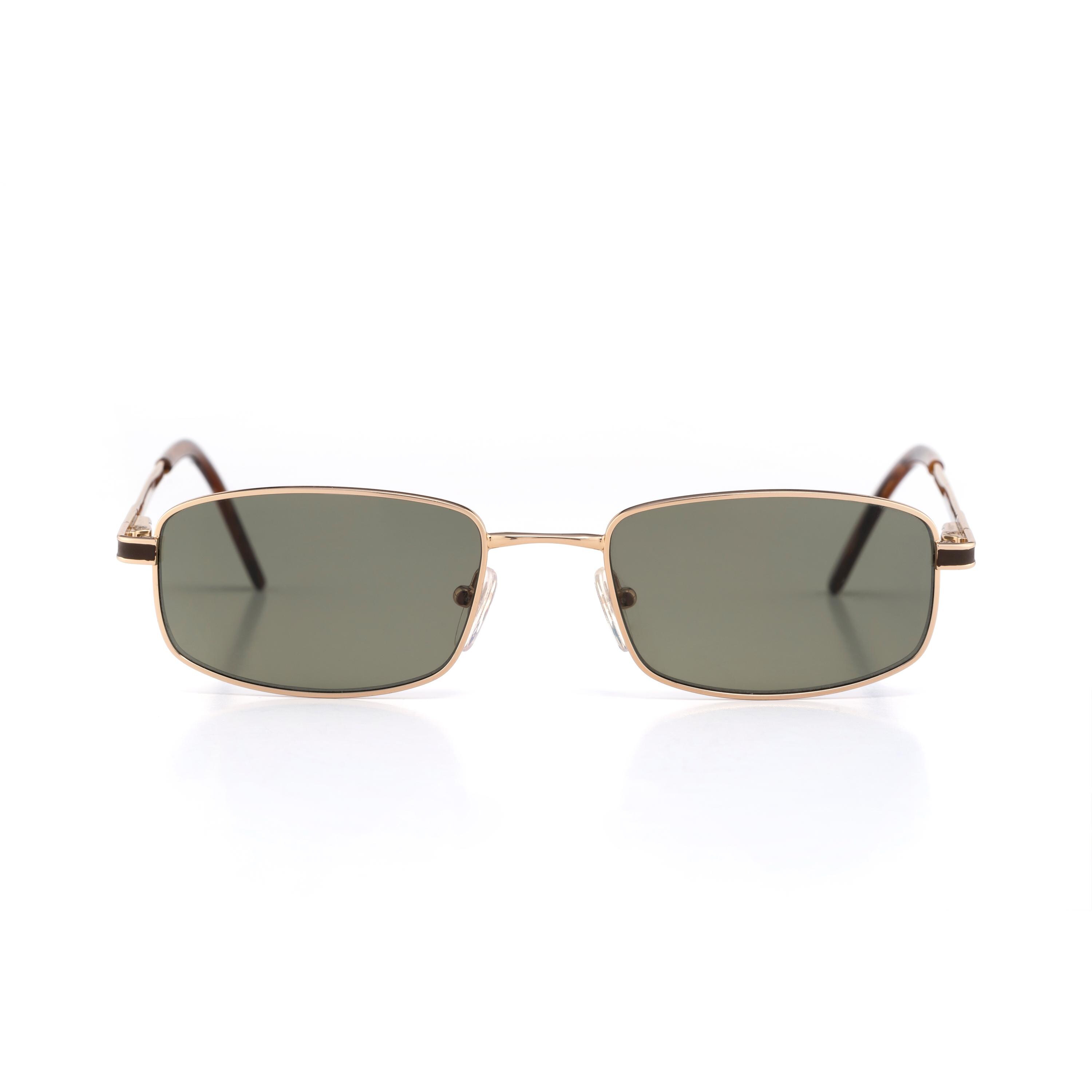 Korloff Paris Gold Rectangle Sunglasses, Green Lens, Vintage 90s