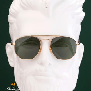 Gold Aviator Sunglasses: Retro Green Lens, Vita Vintage 1025 C1