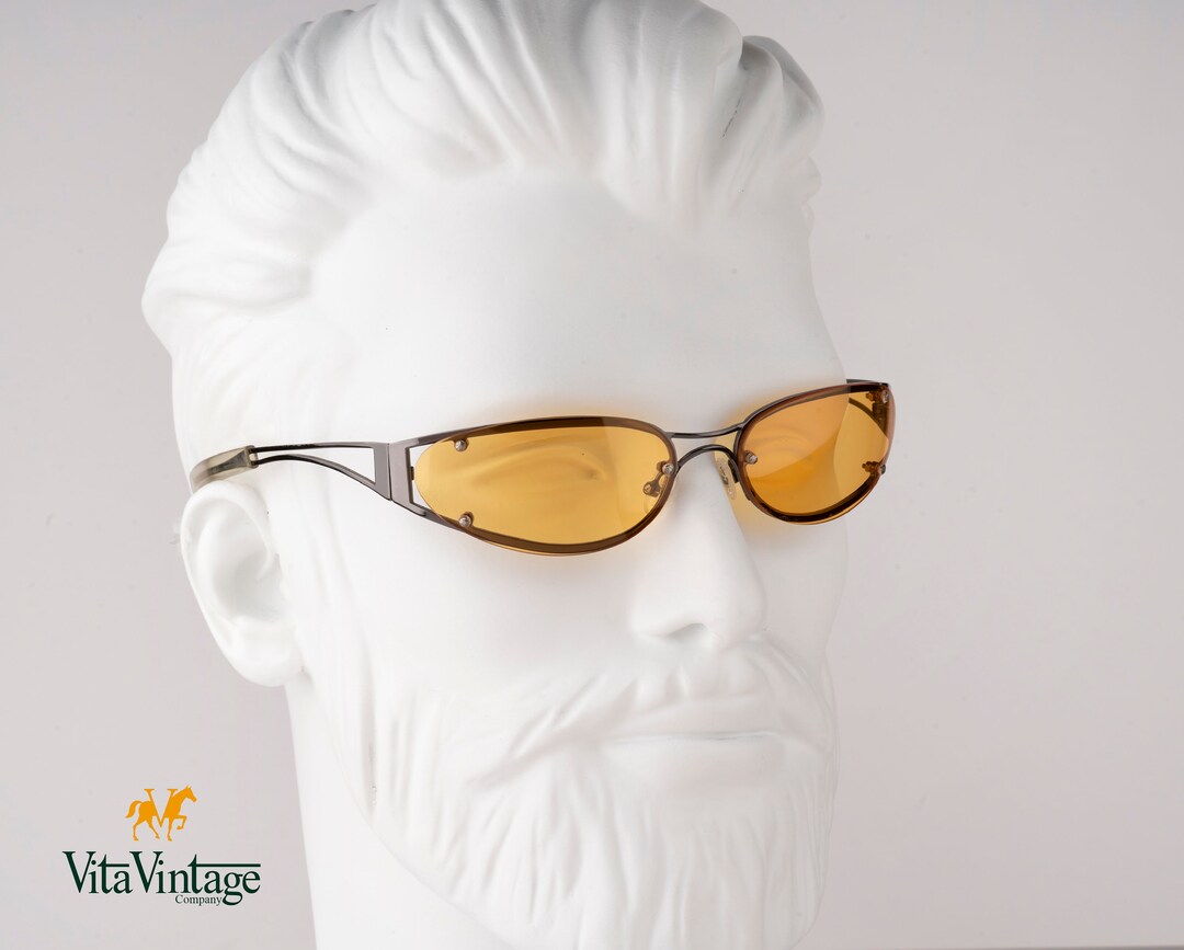 Y2k Yellow Sport Sunglasses, Colin.s Sunglasses, Rimless Women & Men