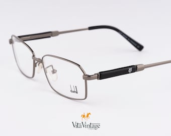 Dunhill DU 004 vintage eyeglasses, 90s made in France rectangle silver man eyeglasses, Gifts for him, NOS