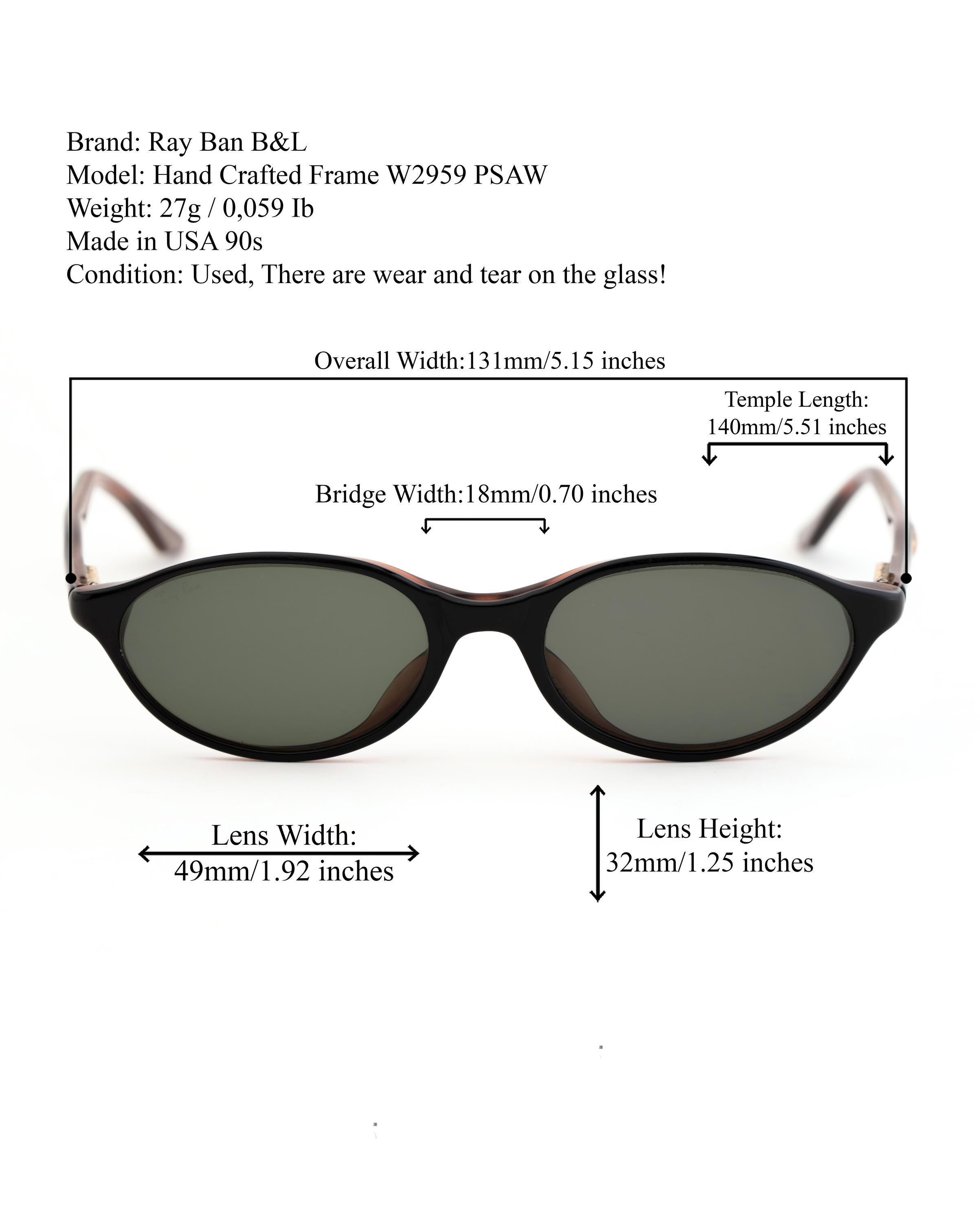 Ray-Ban B&L W2958 Hand Crafted Frame 美品 Ray-ban B&L USA W2958 Hand Crafted Sunglasses, Tortoise Black