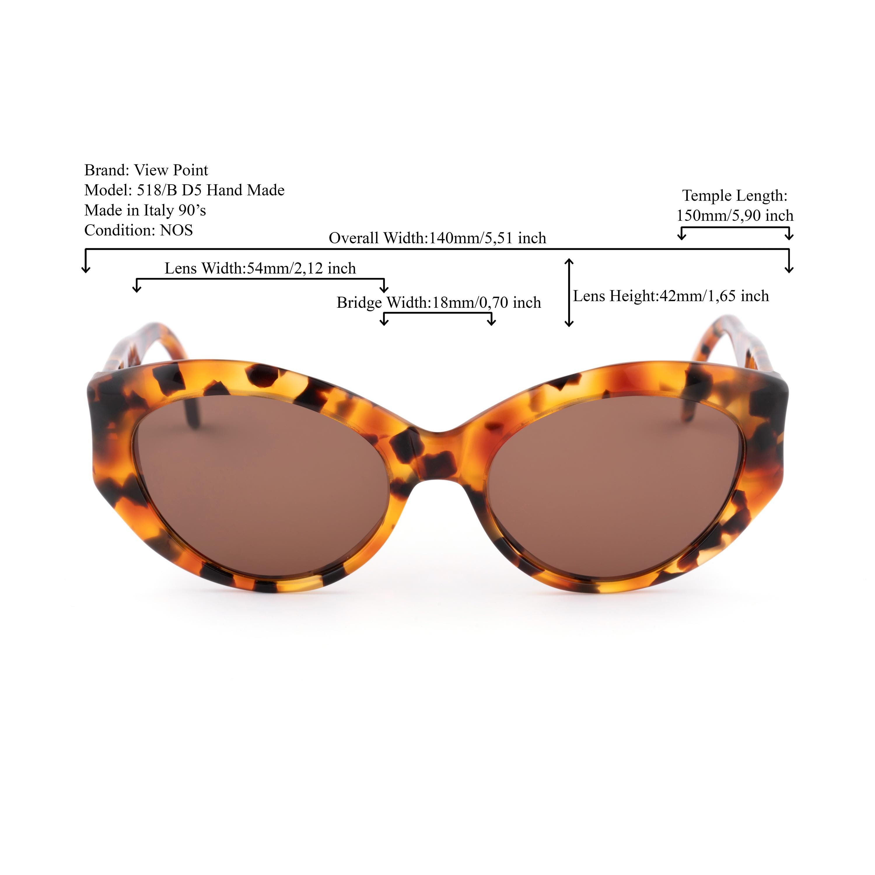 Tortoise Cat Eye Sunglasses, Chunky Acetate Frame, View Point 90s