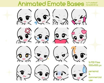DIY Emote Bases STATIC+ANIMATED with 2 Frames for Animated Emotes (Commercial License included) for Twitch and Discord