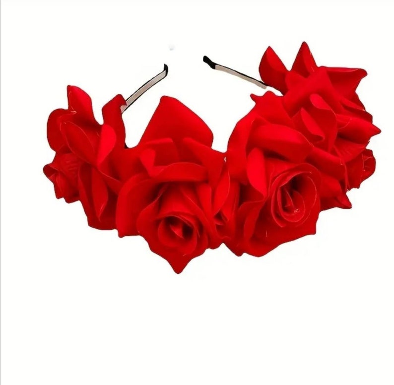 Red Rose Flower Hair Headpiece for Weddings, Proms and Other