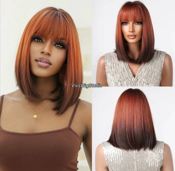 Dark orange short wig sale