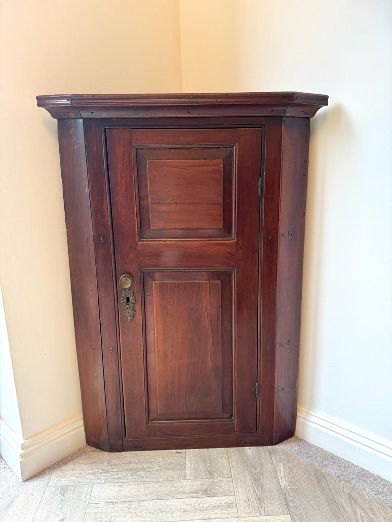 Vintage Panel Door Corner Wall Hanging Shelving Dark