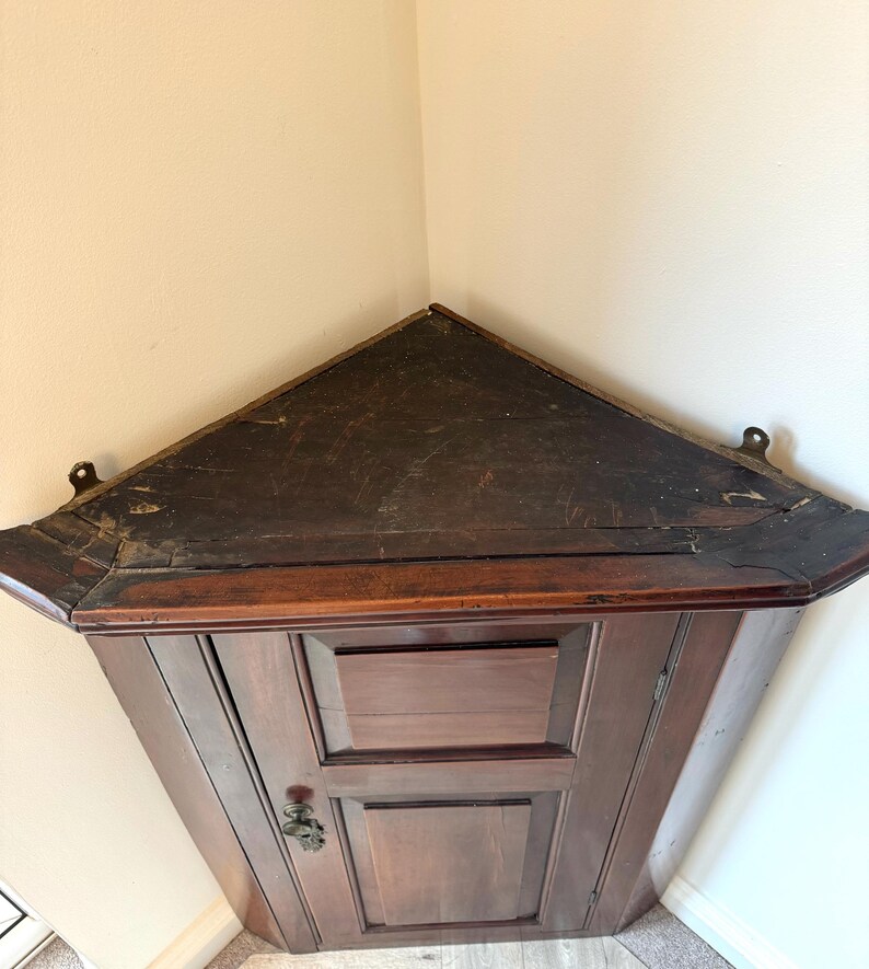 Vintage Panel Door Corner Wall Hanging Shelving Dark