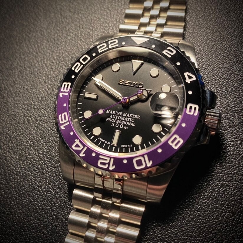 Seiko Submariner NH35 Dive Watch Customised MOD With Purple - Etsy